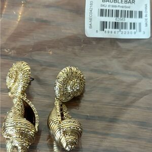 BaubleBar Gold and Crystal Shell Earrings